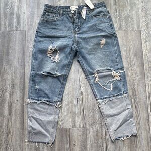 Forever 21 Blue Distressed Ankle Jeans